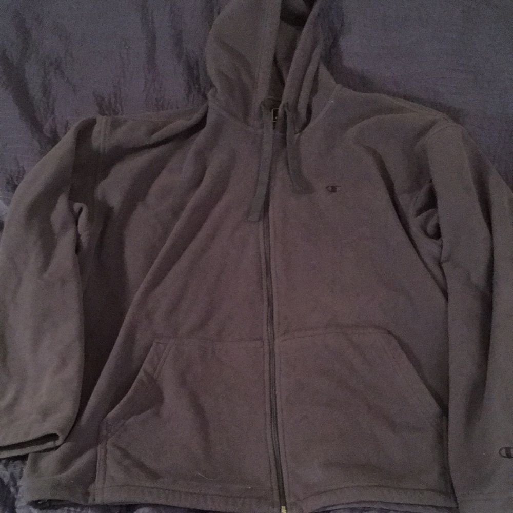 Champion Men's Zip Up Sweater - Dark Gray